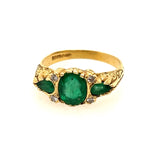 Emerald & Diamond 18ct yellow gold ring