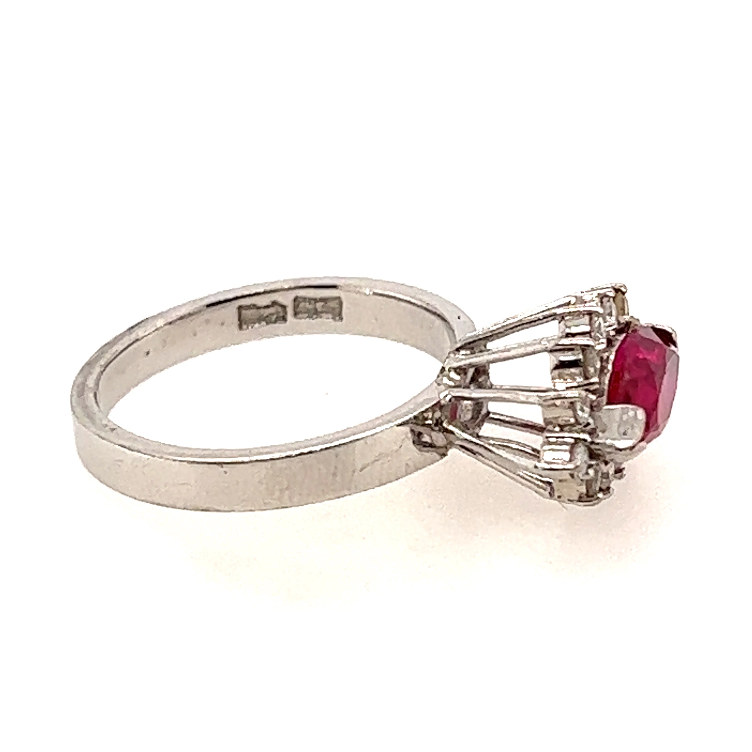 Ruby & Diamond Cluster Ring set in 14ct White Gold.