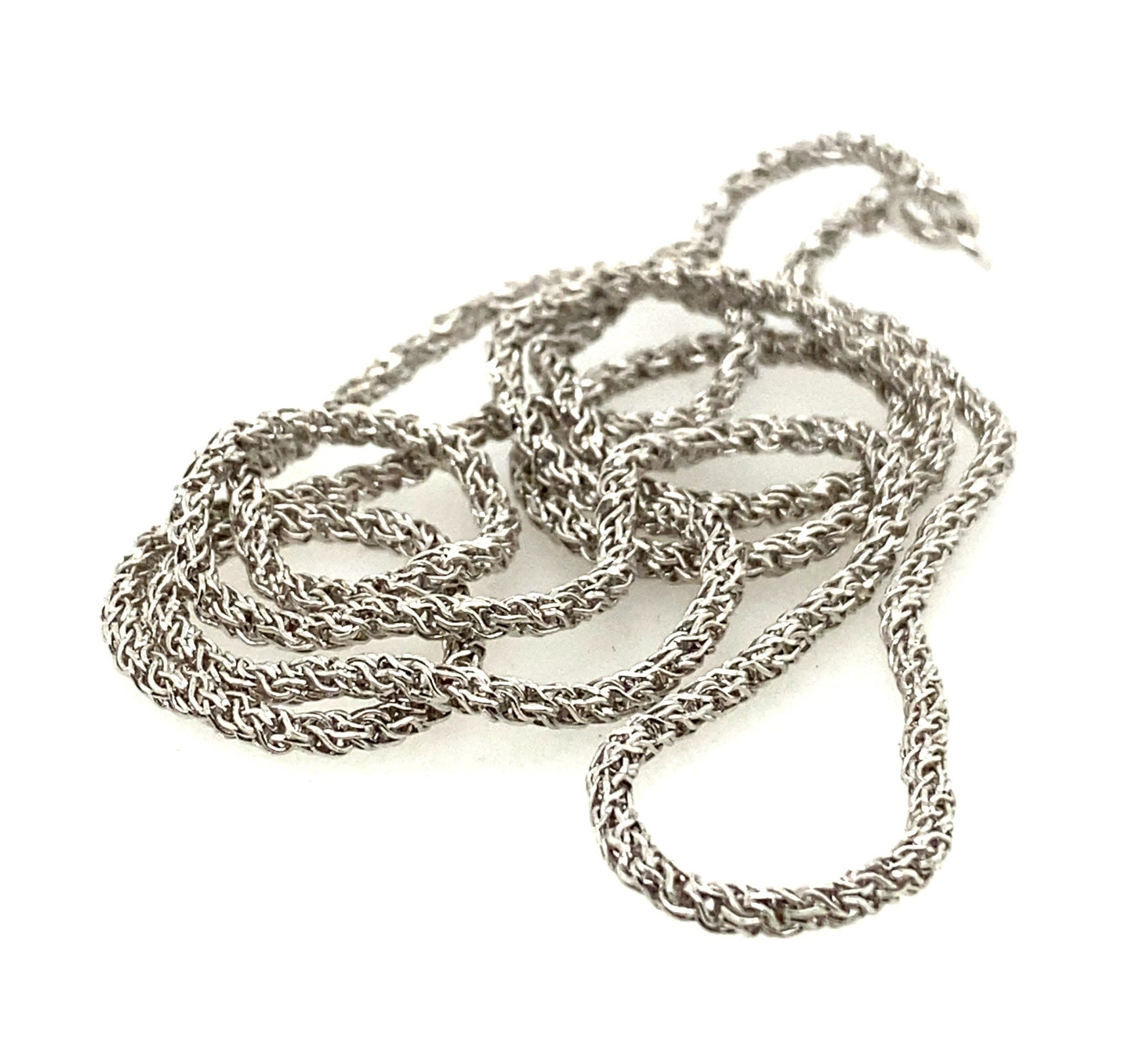 18ct White Gold Chain Necklace Braided Link Chain