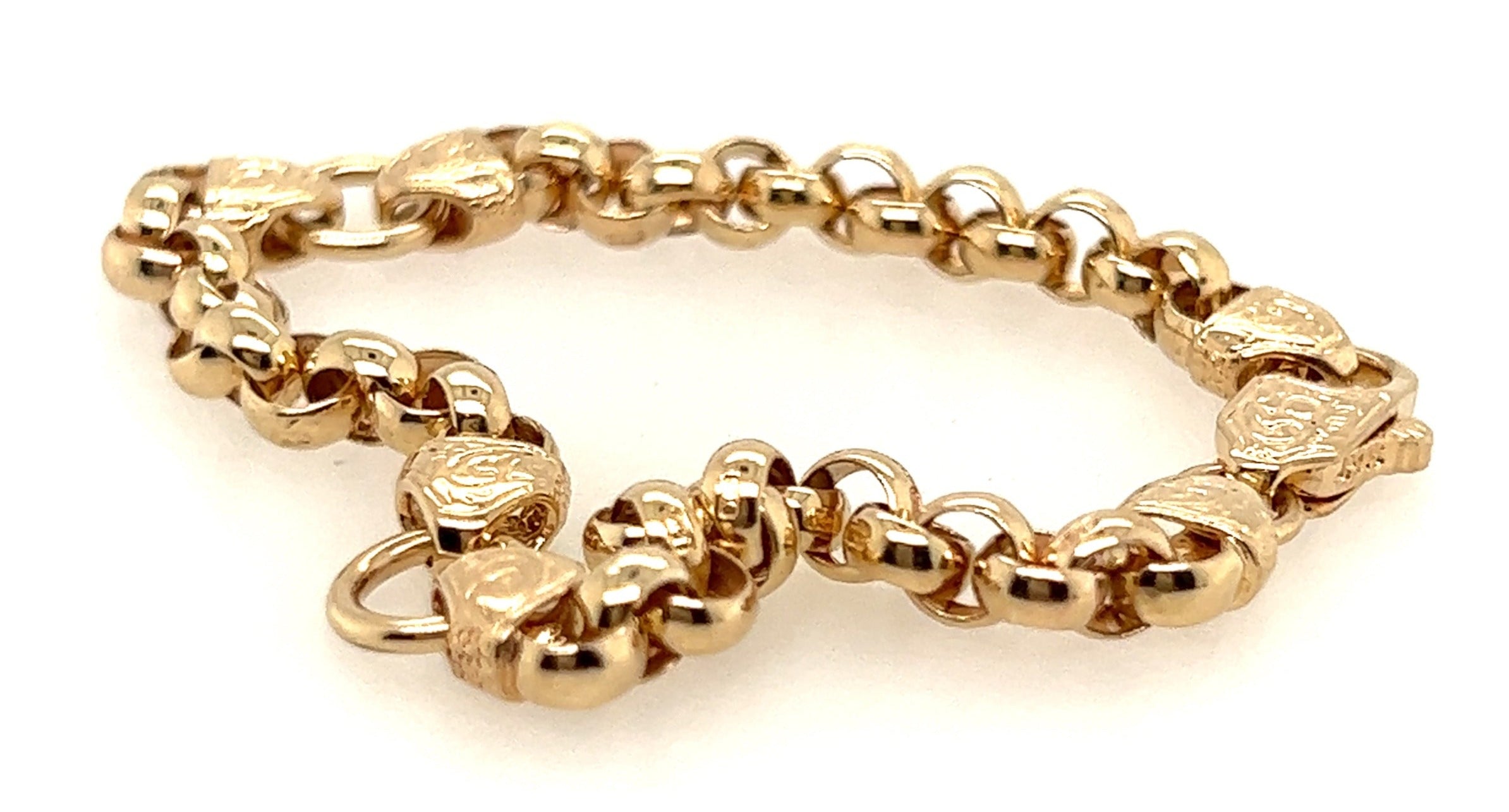 9ct Yellow Gold Bracelet with Engraved Parrot Clasp Catch
