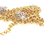 9ct Yellow & White Gold Cable Link Chain Necklace with White Gold Drop Centrepiece