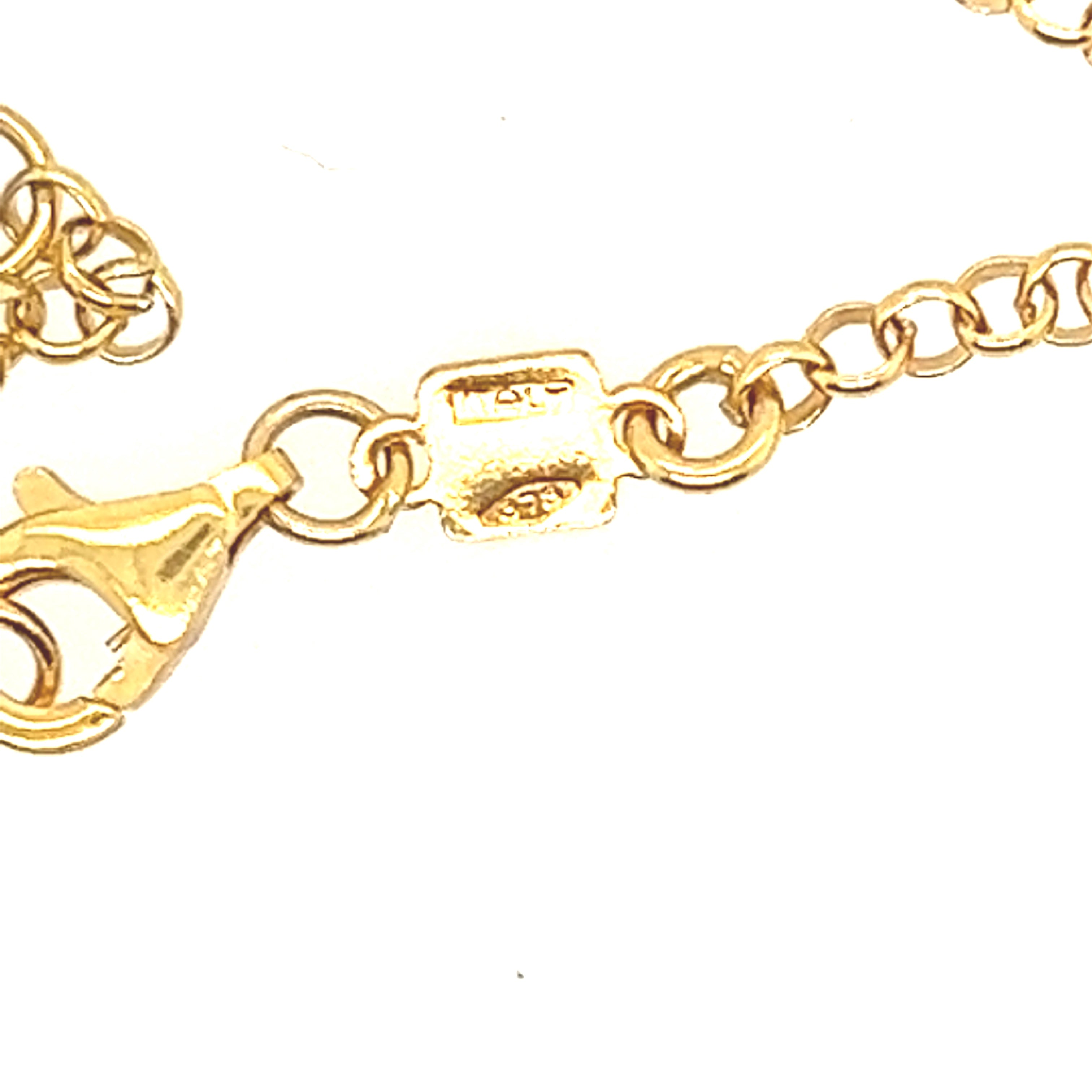 9ct Yellow & White Gold Cable Link Chain Necklace with Yellow & White Gold Drop Centrepiece