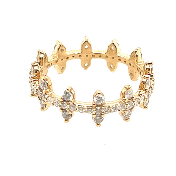 10ct Yellow Gold and Diamond Zipper Ring