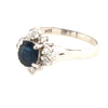 14k White Gold Blue Sapphire & Diamond Ring
