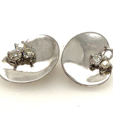 Handmade White Gold and Diamond Clip on Earrings